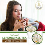 Teavity Organic Lemongrass and Cinnamon Tea Pods for Keurig - Naturally Decaffeinated Herbal Tea Blend (12 Pods)