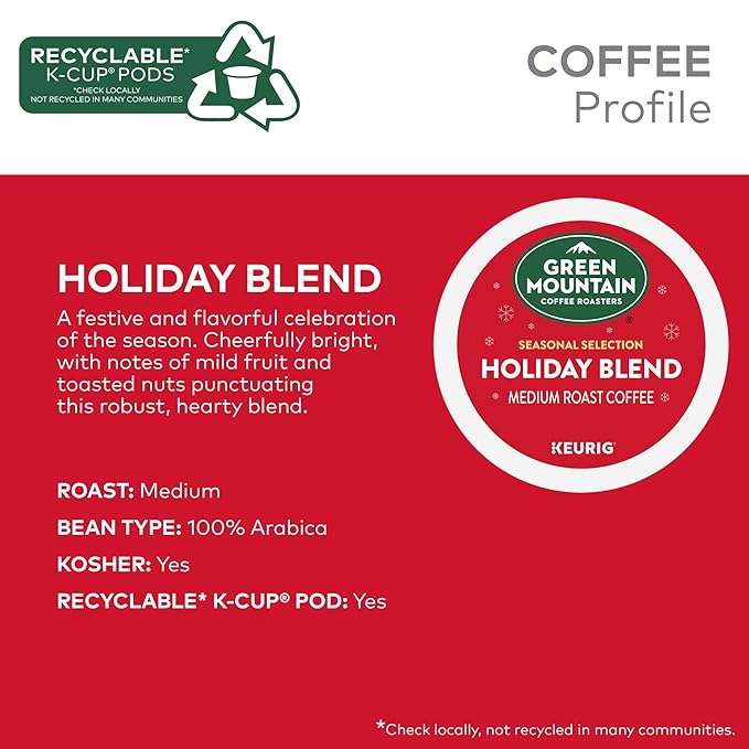 Green Mountain Coffee Roasters Holiday Blend, Keurig Single Serve K-Cup Pods, 96 Count