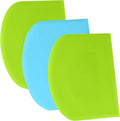 SURDOCA Dough Scraper Bench Scraper - 3P 14.2x8.5" Plastic Flexible Bowl Scraper, Sharp Edge & Angles Cake Scraper. Non-Slip Bakeware Decorating Tools Sculpting & Modeling Tools - Green+Blue+Green