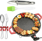 Non-Stick Electric Indoor Grill Pan, Indoor Smokeless Electric Griddle, 2026 Upgraded Smokeless Indoor Electric Grill & Nonstick Griddle for Steaks, Burgers and Indoor Cooking (Includes 4 Accessories)