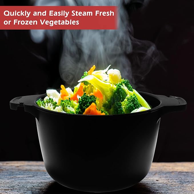 Professional Large Micro Cookware 2 Quart, Microwave Steamer for Vegetables, Cooker for Microwave - BPA Free, Dishwasher Safe