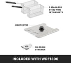 Waring Commercial 10lb Heavy-Duty Deep Fryer, for French Fries, Mozzerella Sticks, Chicken Wings, WDF1300