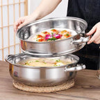 Steamer for Cooking, 5.0 Quarts Stainless Steel Steamer Pot, 3-Tier Food Steam Pots with Lid for Cooking Vegetables, Seafood, Soups, Stews and Pasta