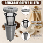 Reusable Coffee Filter Compatible with Keurigg My K Cup B30 B40 B50 B60 B70 K10 MINI Plus K15 K40/45 K55 K60/65 K70/75/79 Series 5048 Old Mode Grey by Podoy (3 Pack)