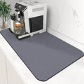WISELIFE Coffee Mat Super Absorbent Dish Drying Mat Bar Accessories Match with Coffee Machine Large Drying Mats for Kitchen Counter 17" W x 30" L, Grey