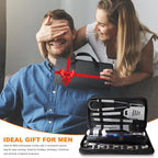 28PCS Stainless Steel BBQ Grill Accessories Set, Grilling Gifts for Men Birthday Father's Day, Portable Multifunction Grilling Utensils Tools Kit with Storage Bag for Outdoor Grill Camping BBQ Party