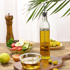 AOZITA 17oz Glass Olive Oil Dispenser Bottle - 500ml Clear -Oil & Vinegar Cruet with Pourers and Funnel - Olive Oil Carafe Decanter for Kitchen