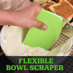 SURDOCA Dough Scraper Bench Scraper - 3P 10.6x6.7" Plastic Flexible Bowl Scraper, Sharp Edge & Angles Cake Scraper. Non-Slip Bakeware Decorating Tools Sculpting & Modeling Tools - Blue+Green+Blue