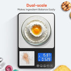 KUAIVO Dual Platform Digital Kitchen Scale, 33lb/15kg & 0.001oz/0.01g Precision, Two Scales in One, Coffee & Food Scale, Dual Display, Stainless Steel, Tare, g/oz/lb/ml