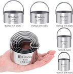 Biscuit Cutter Set Round Cookie Cutters with Handle 5 Pieces Stainless Steel Circle Professional Baking Dough Tools for Cake