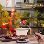BSTKEY Ceramic Butter Warmer Set, Fondue Pot Melting Pot Set, Melt Hot Pot Round Bowl Set For Cheese Chocolate Butter Caramel, with 2 Dipping Forks