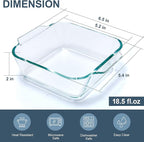 Small Casserole Dishes 2 Pack, 5 Inch Glass Square Baking Dish Individual Portion Baking Pan for Oven Microwave Air Fryer Square Egg, Clear Prep Bowls with Handle