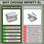INFINITY EL Disposable Aluminum Foil Pans with Lids 20 Pack | Half 12.5" x 10" x 2.5" Deep Disposable Baking Pan | Heavy Duty Aluminum Pan for Roasting Turkey, Lasagna, Thanksgiving, Christmas, Party