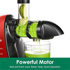 Slow Masticating Juicer,Brecious Cold Press Juicers with 2 Speed Modes & Quiet Motor,Juicers Machines Vegetable and Fruit with Reverse Function,Celery Juicer,BPA-Free,Easy to Clean (Red）