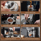 Reoszeank 54mm Espresso Accessories Kit, Coffee Distributor and Tamper Leveler, WDT Tool and Dosing Funnel Set Fits Breville 54 mm Espresso Machines and Portafilters