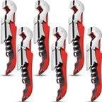 6 Pieces wine key wine opener Professional Waiter Corkscrews Stainless bottle opener Fold Serrated Foil Cutter Key for Family, Company Party,Bars,Restaurants(red)
