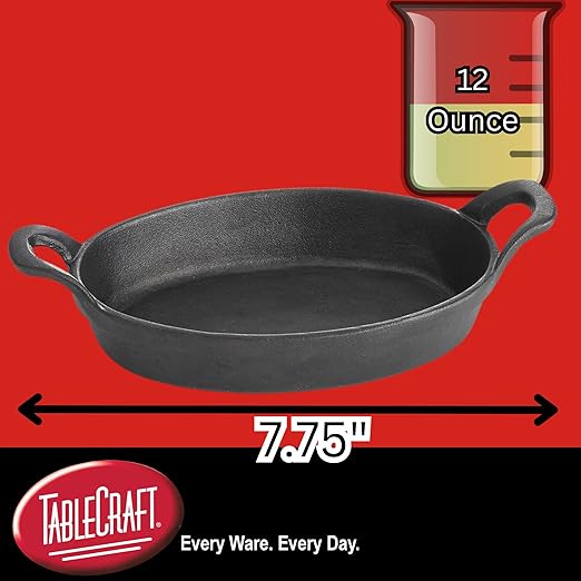 TableCraft Mini Oval Au Gratin Cookware, 24 oz, Black