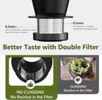 Slow Juicer Carrot Ginger, 250W Cold Press Juicer Machine BAP Free, Easy To Clean High Yield Juicer Extractor with Grinding Function, Dishwasher Safe Masticating Juicer for Hard Vegetable and Fruit