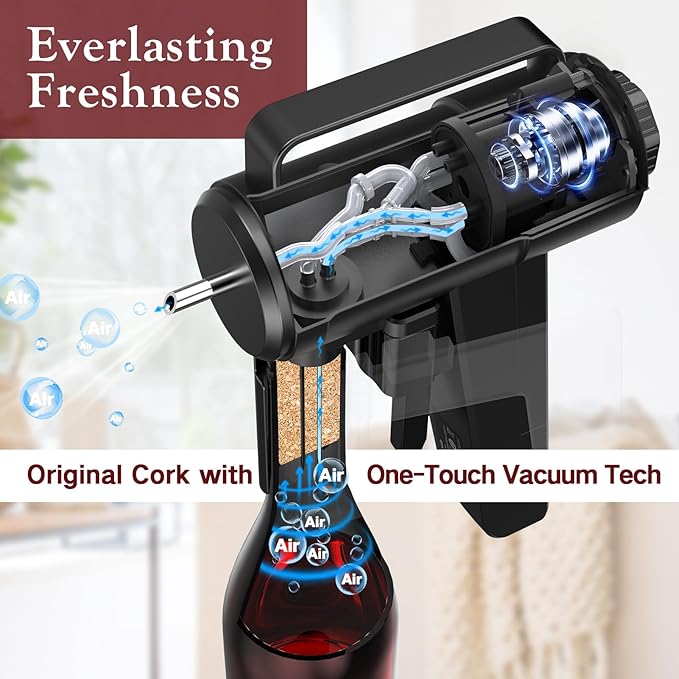Ultimate Wine Preservation System with Built-In Aerator & Cork-Still Vacuum Tech– Keeps Fresh for 5+ Weeks, Advanced One-Touch Wine Preserver & Saver, No Consumables Needed, Ideal Kit for Connoisseurs