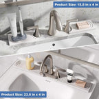 DK177 Faucet Mat for Kitchen Sink - Water Absorbing Stone Tray for Sink, Painted Wood Fast-Drying Faucet Mat, Faucet Splash Guard for Bathroom Counter (White, 15.8" x 4")