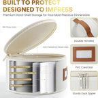 HOMELUX THEORY Plate Storage Box, 2pc 10"x8" Ivory Hard Shell China Storage Containers, Kitchen Storage Bins With Lids, Heavy Duty Moving Box with Handles for Dishes, Dinner Plate & Dinnerware