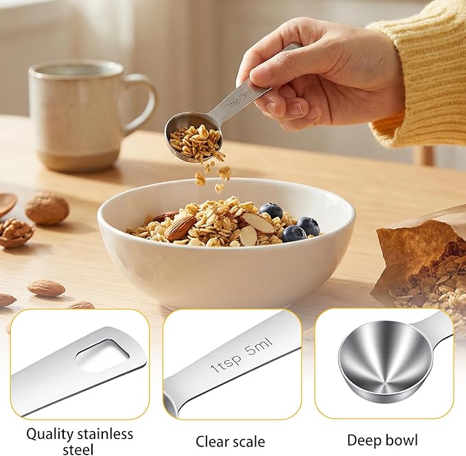 3Pcs Stainless Steel Measuring Spoons Set 1 Teaspoon 5ml for Precise Cooking Baking and Spice Measurement Short Handle Design for Easy Use in Kitchen Essential for Home Chefs and Baking