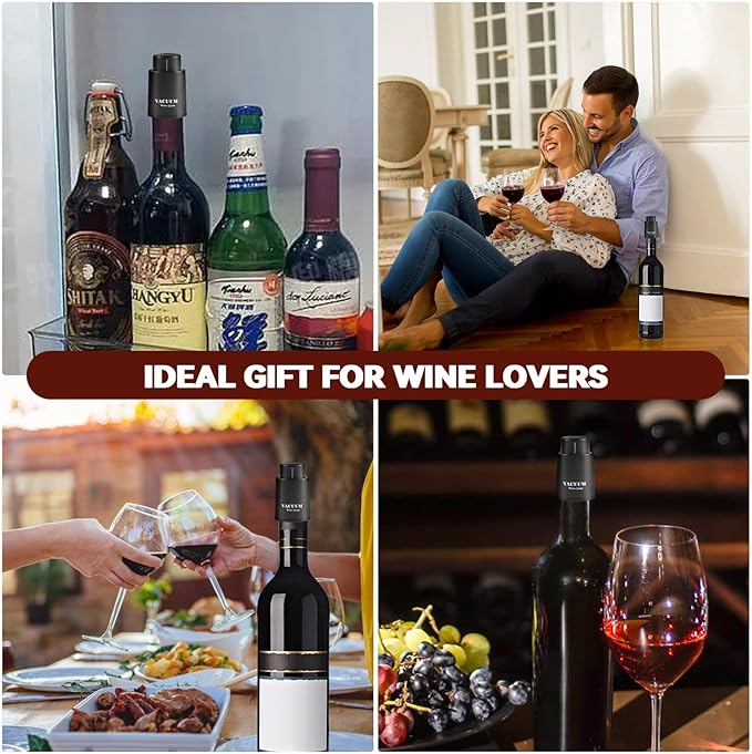 1 Pack Vacuum Champagne and Wine Bottle Stoppers - Reusable Preserver Corks, Keep Fresh for Wine Lovers for Christmas