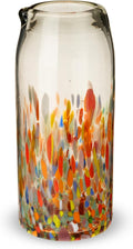 Segunda Vida Artistico Recycled Glass Carafe, Hand Blown Pitcher, Home Cocktail Bar Gifts, Colored Mexican Pitcher, 42oz Set of 1