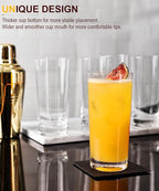Drinking Water Glasses Set of 6, 15.5oz Highball Glasses, Lead-Free Crystal Glassware with Unique Wide Mouth, Thoughtful Gifts for House Warming, Birthdays, Everyday Life
