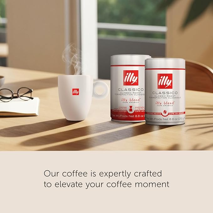 illy Decaf Whole Bean Coffee, Classic Medium Roast Gourmet Blend, 100% Arabica Coffee, 8.8 Ounce (Pack of 1)