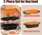 Quick-Heat Microwave Egg Cooker and 33 OZ Microwave Grill Combo | 2-Piece Breakfast Maker Set for Grilling, Frying, Crisping Meat, Bacon, Pancakes & Veggies | Dishwasher Safe & Non-Stick for Kitchen RV, Dorm, Office(Orange)