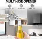 Safring Can Opener Manual, Heavy Duty Handheld Strong Can Opener with Soft Touch Handle, Sharp Blade Smooth Edge, Can Openers with Multifunctional Bottle Opener, Beige