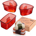 3PCS Clear Red Onigiri Rice Ball Mold Maker Kit, Musubi Press, Triangle Sushi Press for Kid Lunch Bento, Non-stick, BPA-Free