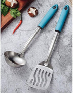 Kitchen Utensils Set，Cooking Utensils 4 Pieces Sets Spoons for Cooking Spatulas Stainless Steel Cooking Utensils Spatulas Spoons Kitchen Tools Gadgets(Blue)