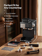 UDI 20Bar Espresso Machine with 20 Grind Settings - Touchscreen Control, Auto Grind (Single/Double Cup), Steam & Self-Cleaning, Quick Brew Café-Quality Coffee Maker for Home