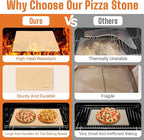 22 Inch Extra Large Rectangular Pizza Stone for Oven & Grill, Cordierite Baking Stone for Pizza Bread, Thermal Shock Resistant, Cooking Stone with Stainless Steel Cutter & 20 PCS Parchment Papers