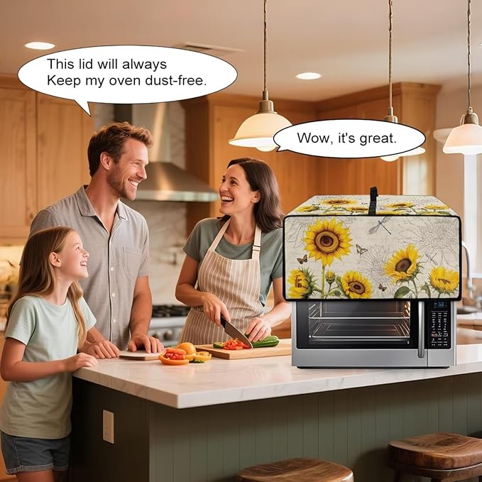 Sunflower Butterfly Dragonfly Print Toaster Oven Dust-proof Cover, Fingerprint Prevention & Greasy Protection Washable Universal Small Appliance Covers (Medium-16.1 * 19.71 * 10 inches)