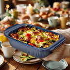 Artena Baking Dish 2.3 Quarts, Casserole Dishes For Oven, Baking Pan With Handles, Lasagna Pan Deep, Large Casserole Dish, Rectangular Ceramic Bakeware, Blue (Only Baking Dish)