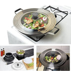 Universal Lid for Pots Pans and Skillets - One Lid Fits All 8.25-12 Inch Pots Frying Pans Skillets Woks, Replacement Pot Lid with Upgraded Heavy Duty Heat Resistant Silicone Handle, Gray