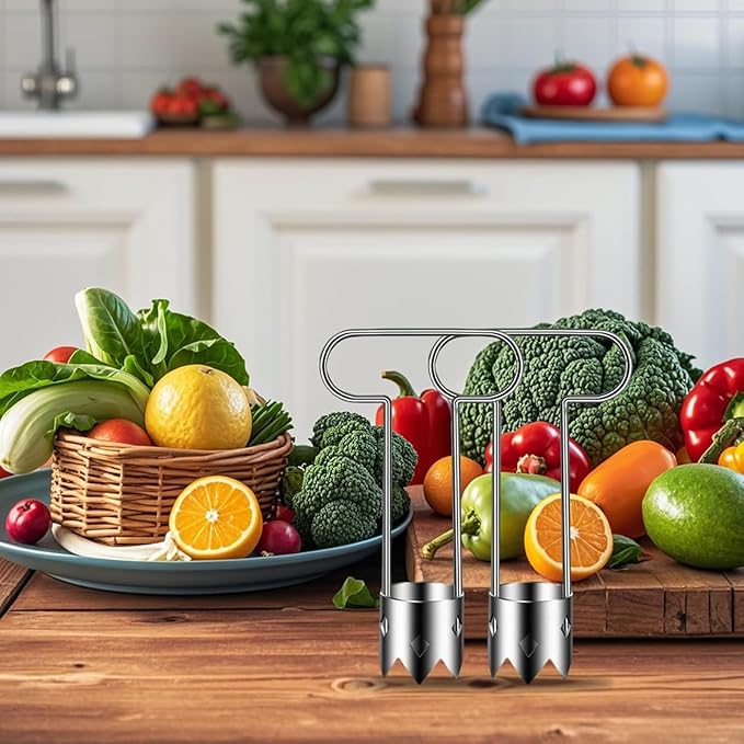 2025 New Stainless Steel Red Bell Pepper Seed Corer & Apple Corer Tool – Multi-Functional Kitchen Gadget for Removing Fruit & Vegetable Cores