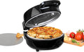 Homecraft Stone Baked Pizza Oven – 12in Woodfired Style Indoor Electric Countertop Pizza Maker – Ceramic Stone & Stainless Steel Peel – Variable Temp Control to 750°F – Homemade Pizza in Minutes-Black