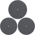 3 Pack Silicone Coasters for Drinks, Thickened Coaster with Deep Tray Grooved Design Cup Mat, Washable Heat Resistant Durable Non-Slip Coasters for Coffee Table Wooden Desk Kitchen Bar (Dark Grey)