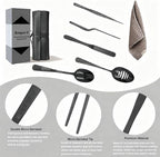 Plating Tool Culinary Set, 6 Piece Professional Chef Plating Tools Kit, Chef Plating Utensils, Spatula, Tweezers for Modernist Cuisine Food Art, Black, Cooking Utensils (Black)