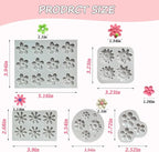 5Pcs Flower Molds Silicone Chocolate Mold Daisy Flower Fondant Polymer Clay Resin Mold Soap Ice Cube Jello Molds for Baking and Cake Cupcake Decorating (Gray Daisy Flower)