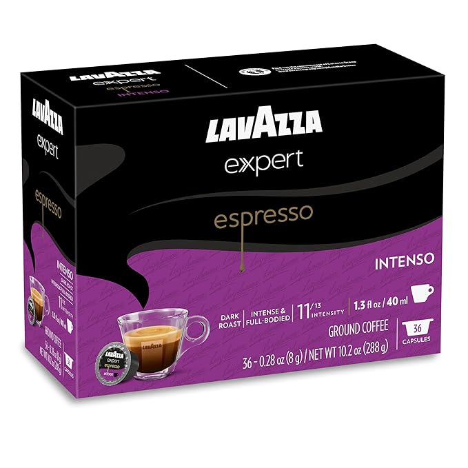 Lavazza Expert Espresso Intenso Capsules, Dark Roast, Arabica and Robusta Blend, Compatible with Lavazza Classy Machines (36 Capsules) (Pack of 2)