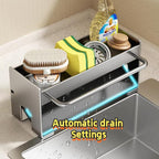 Utensil Holder,Compact Kitchen Sink Drying Rack - Durable and Stylish Solution,Self-Draining Tray Design,with Rag Rack（Gray）