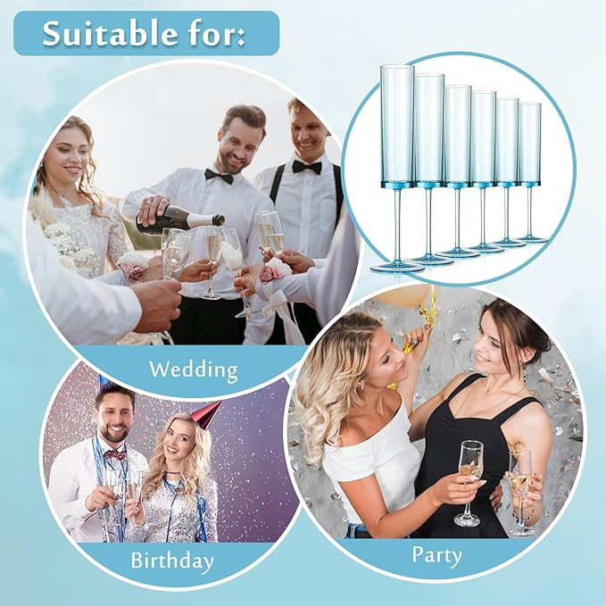 Acrylic Champagne Flutes 5.4 OZ Square Champagne Glasses Stemmed Coupes Reusable Wedding Toasting Glasses Rose Bride Wine Glasses For Birthday Party Wedding Anniversary Christmas