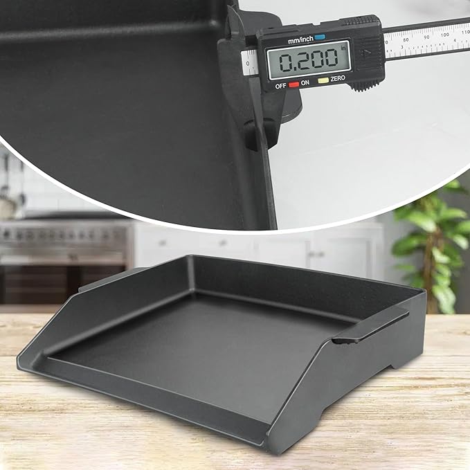 17" x 13" Cast Iron Griddle, Universal Stove Top Griddle Gas Grill Griddle Insert for Charbroil Nexgrill Parts Charcoal Cooking Plate Outdoor Camping Tailgating Teppanyaki BBQ Accessory