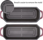 Flavehc Bread Pan Cast Iron Loaf Pan with Lid Bread Loaf Pan 13x5 Inch Enameled Cast Iron Sourdough Bread Pan,Magenta