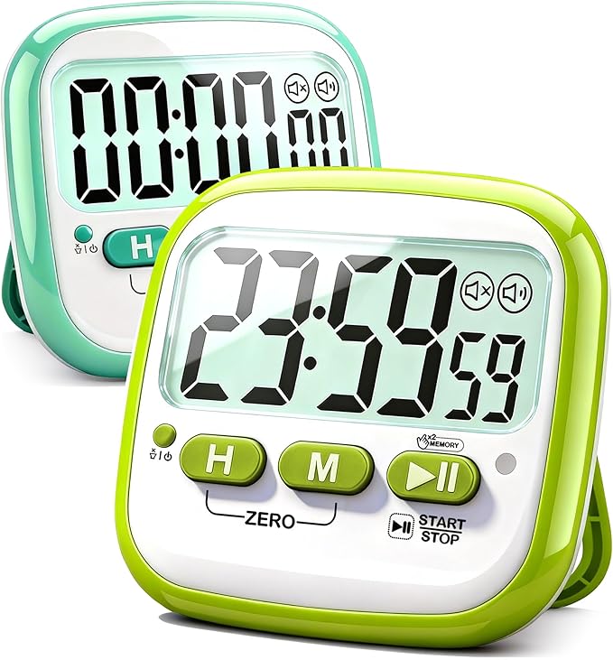 Antonki 2 Pack Classroom Timers for Kids Teachers, Magnetic Countdown Digital Kitchen Timer for Cooking, Study, Exercise, Games, Time Mangement - Loud/Silent Mode - Battery Included